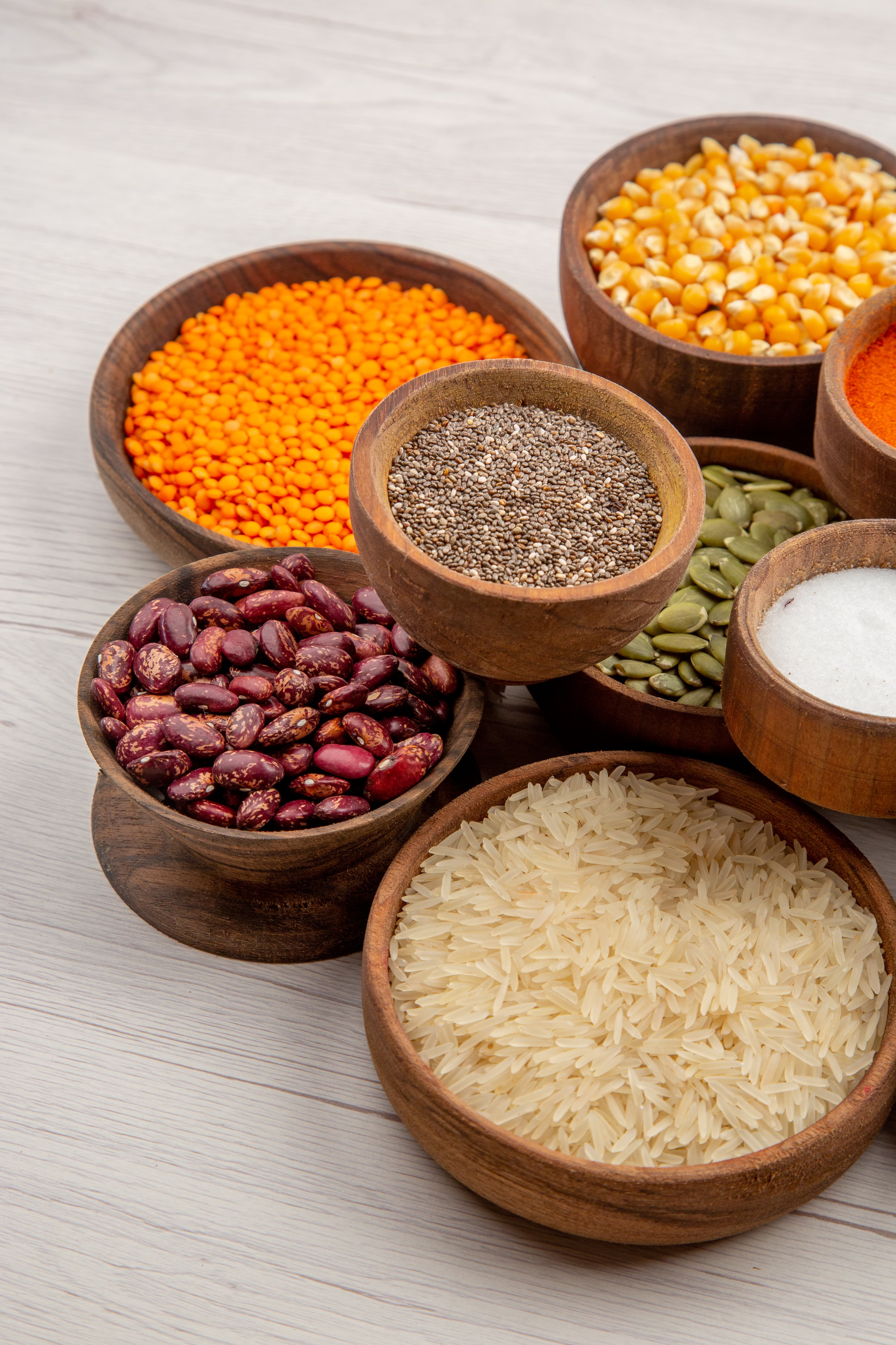 Rice, lentils, turmeric, and pantry staples