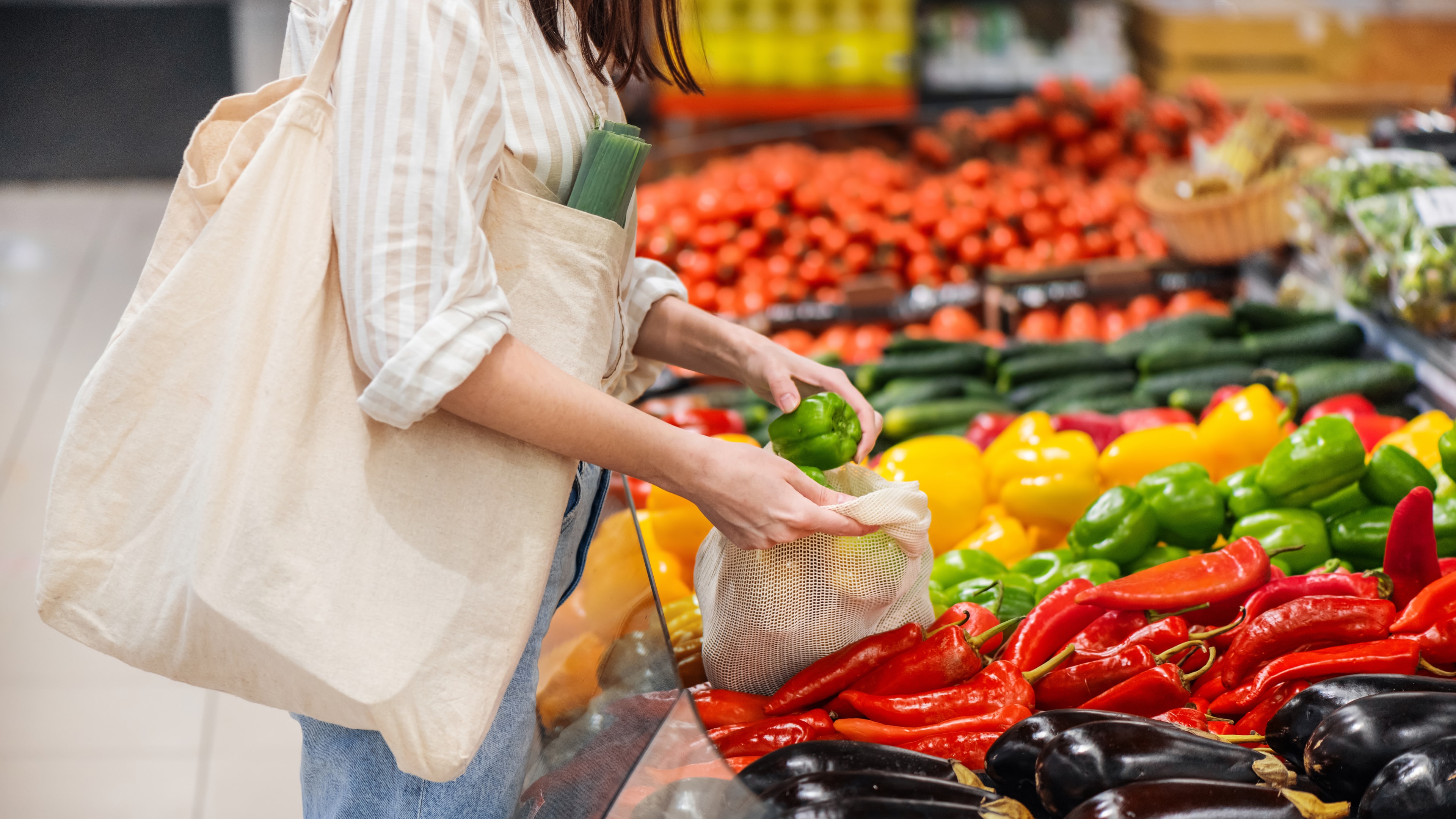 Fresh bell peppers and vegetables